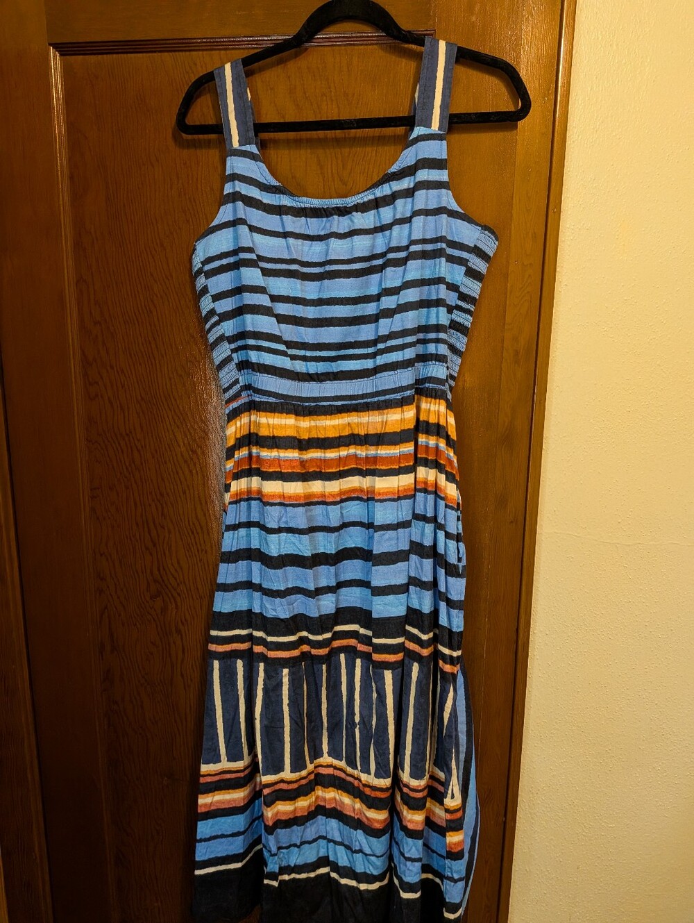 NIC+ZOE Multi-color Striped Sleeveless Maxi Dress Large Smocked Back NWT - Picture 5 of 14